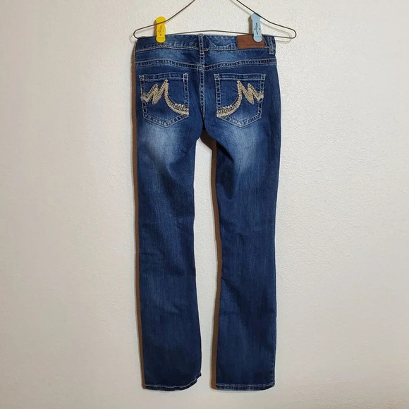 Maurices Womens Denim Jeans Light Wash Size 0 Regular low rise embroidery - Picture 2 of 9